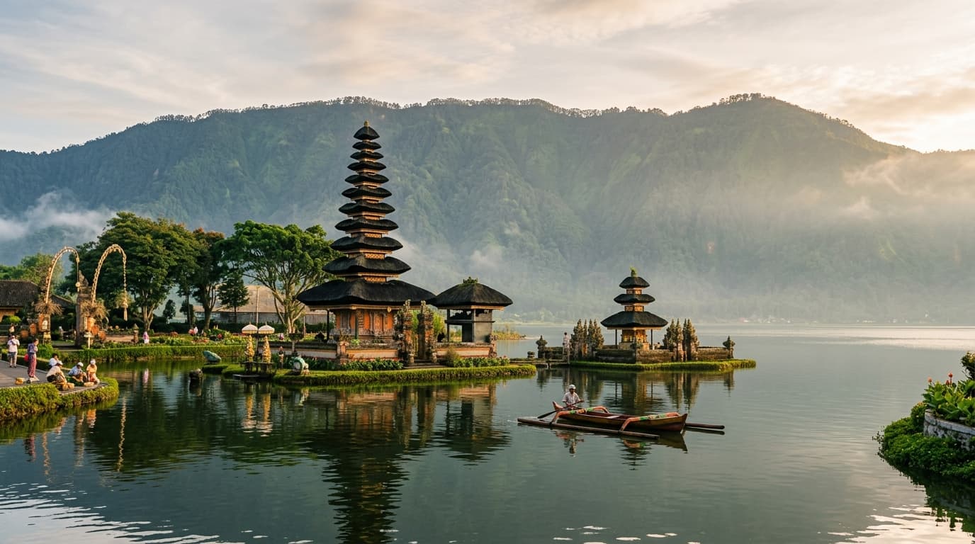 Iconic Bali Ulun Danu Beratan Temple Landscape